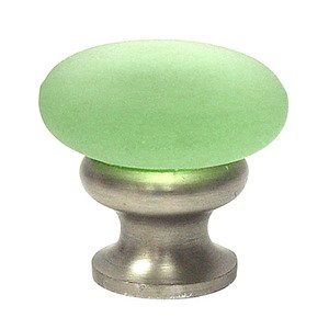 Lewis Dolin Hardware Inc. Knobs Collection - 1 1/4" (32mm) Glass Mushroom Knob in Frosted Green/Brushed Nickel