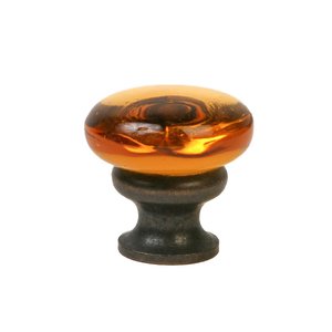 Lewis Dolin Hardware Inc. Knobs Collection - 1 1/4" (32mm) Glass Mushroom Knob in Transparent Amber/Oil Rubbed Bronze
