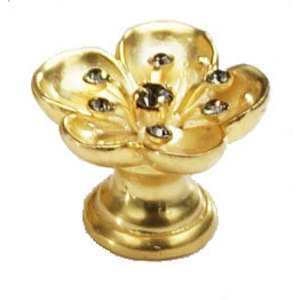 Symphony Designs / Maitland Smith Hardware by Schaub and Company - Floral Knob in Gold Plated with Smoked Crystal Small