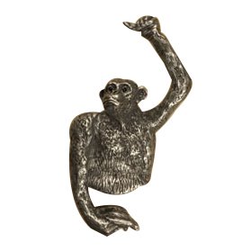 Chimp with Bananas Knob in Black with Terra Cotta Wash