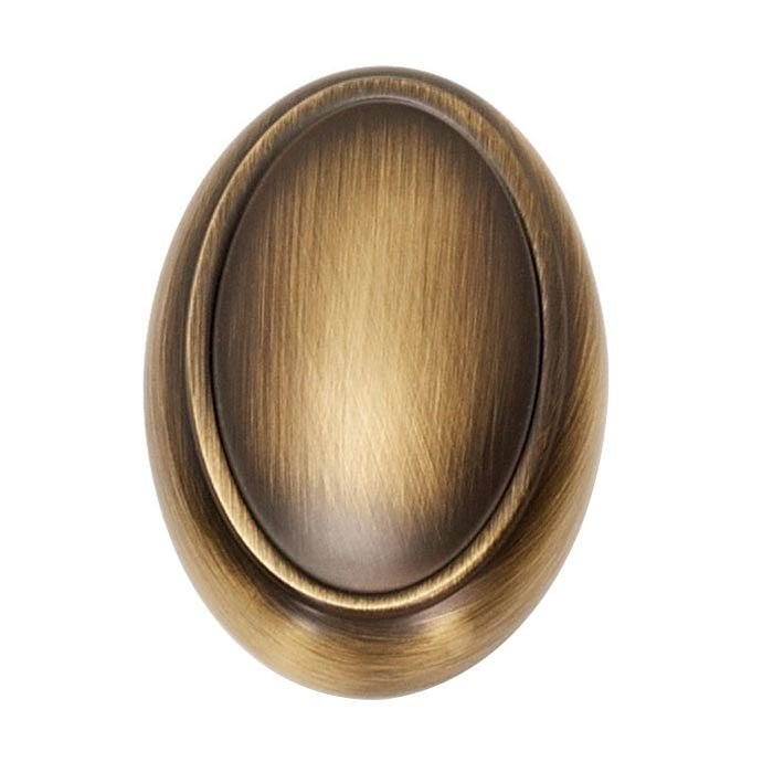 Solid Brass 1 1/2" Oval Knob in Antique English Matte