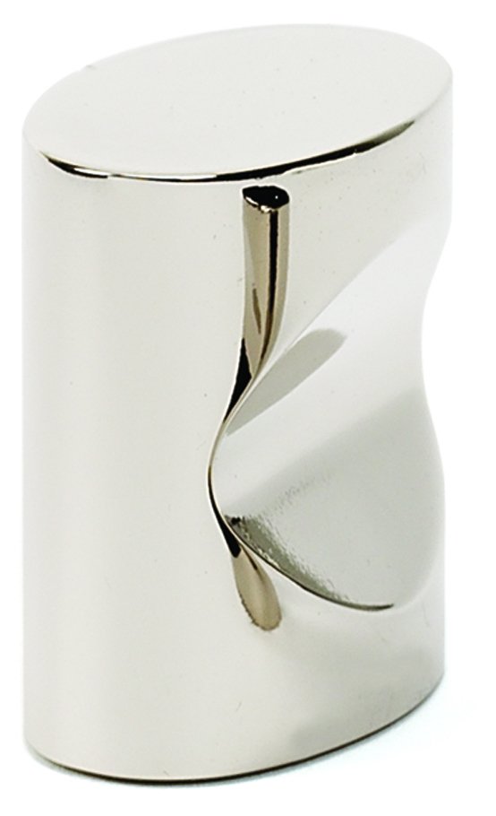 Solid Brass 1" Oval Knob in Polished Nickel