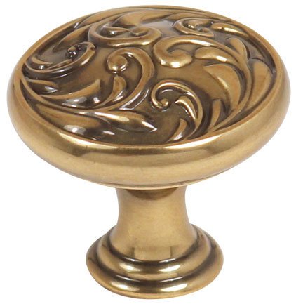 Solid Brass 1 1/2" Diameter Knob in Polished Antique