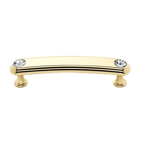 Solid Brass 3 1/2" Centers Rounded Handle in Swarovski /Gold