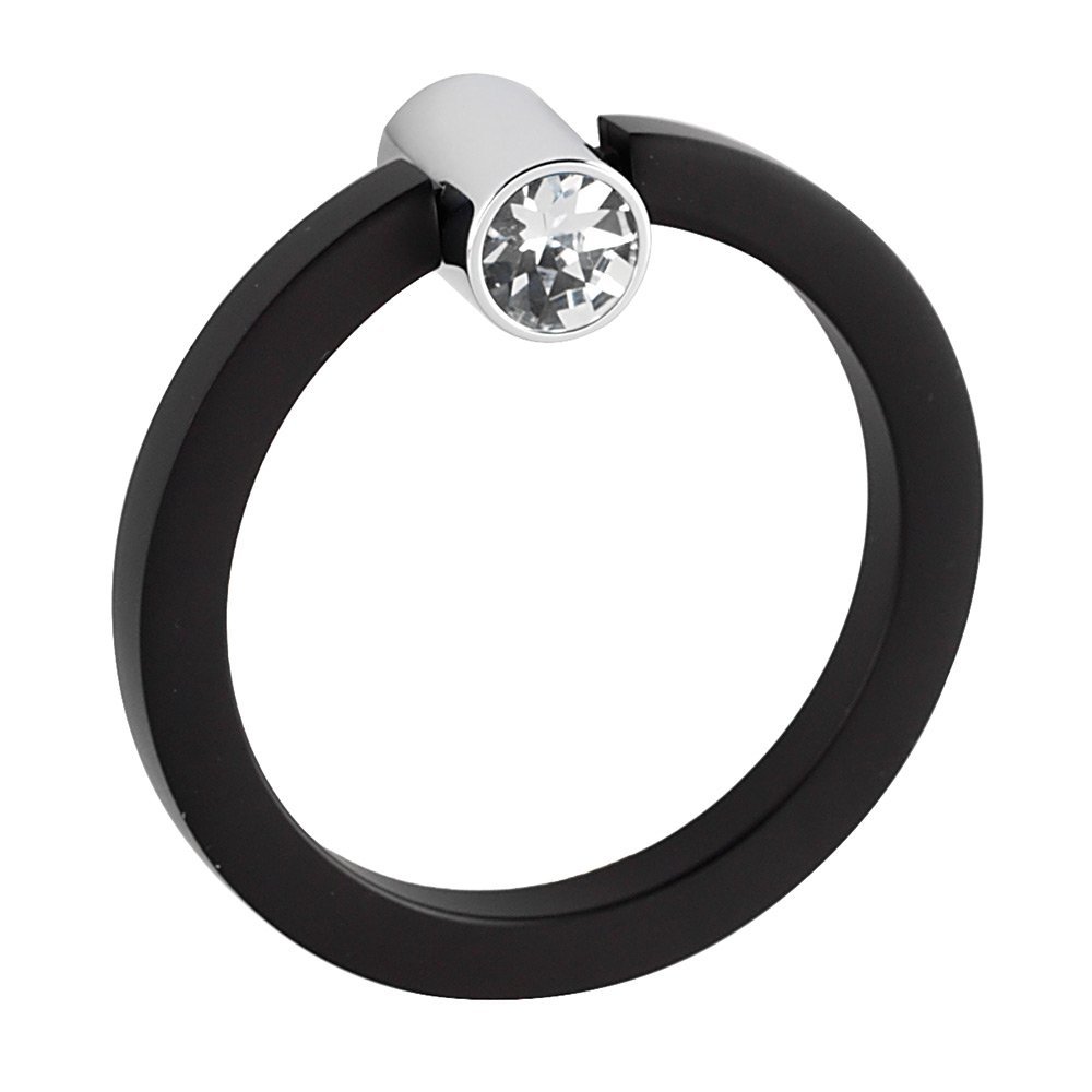 2 1/2" Round Ring in Bronze with Crystal Small Round Polished Chrome Mount