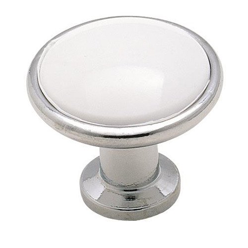 1 3/16" Diameter Knob in Polished Chrome with White