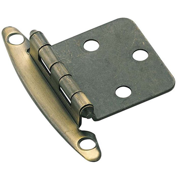 Variable Overlay Hinge (Pair) in Antique Brass