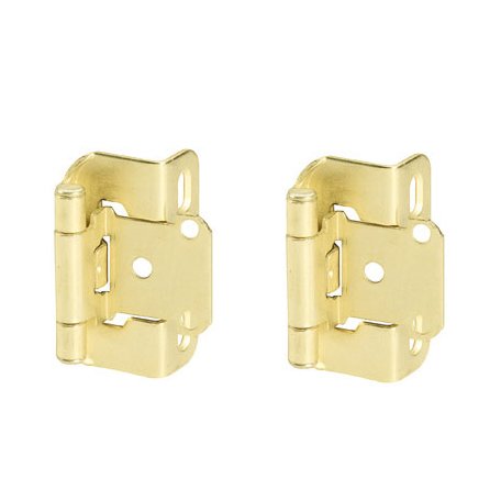 Self Closing Partial Wrap 1/2" Overlay Hinge (Pair) in Bright Brass