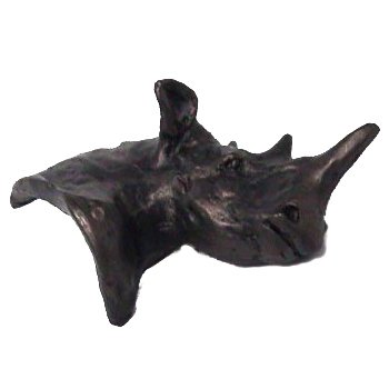 Rhino Head Knob (Facing Right) in Black with Chocolate Wash