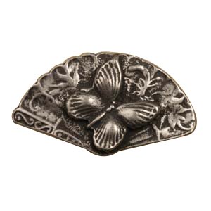 Butterfly on Fan Knob in Pewter with White Wash
