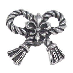 Rope and Tassel Bow Knob - Medium in Pewter with Terra Cotta Wash