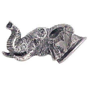 Elephant Head Knob (Facing Left) in Pewter with White Wash