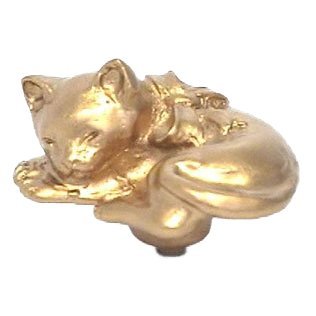 Sleeping Cat Knob - Small in Weathered White