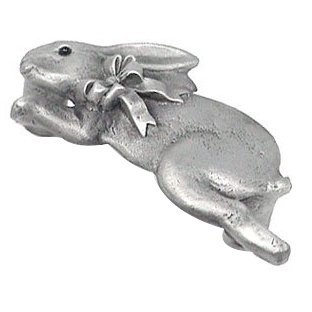 Bunny with Bow Pull (Facing Left) in Bronze with Black Wash