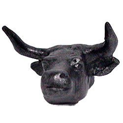 Steer head Knob in Pewter with Terra Cotta Wash