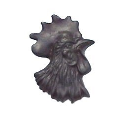 Rooster Head Knob (Facing Right) in Pewter with Terra Cotta Wash