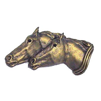 Small Running Horses Knob in Bronze with Black Wash