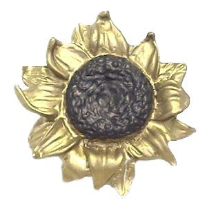 Sunflower Knob - Large in Black with Chocolate Wash