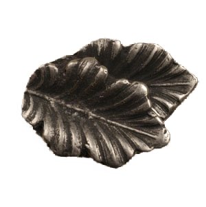 Fancy Double Oak Leaf Knob (Right on Top) in Pewter with Maple Wash