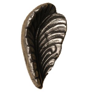 Swirl Leaf Knob (Small Curving Right) in Satin Pewter