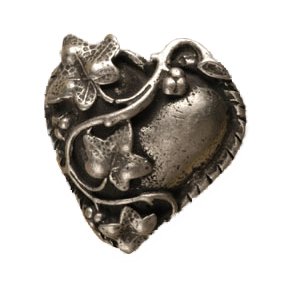 Hearts with Ivy Knob - Large (Ivy on the Left) in Pewter with Bronze Wash
