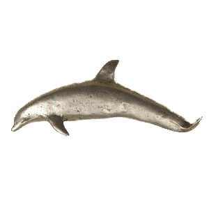 Dolphin Pull (Facing Left) in Pewter with White Wash