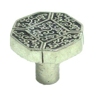 Asian Octagonal Knob - 1 1/4" in Weathered White