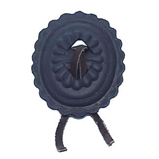 Large Concho with Leather Knob in Black with Steel Wash