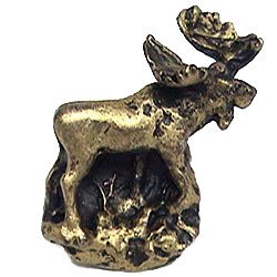 Moose on Mountain Knob (Facing Right) in Bronze with Verde Wash