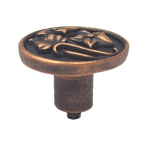 Lilies Left Knob in Bronze Rubbed
