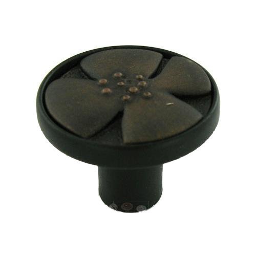 1 1/4" Diameter Knob in Black with Antique Copper Inset