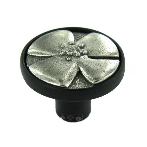 1 1/4" Diameter Knob in Black with Pewter Bright Inset