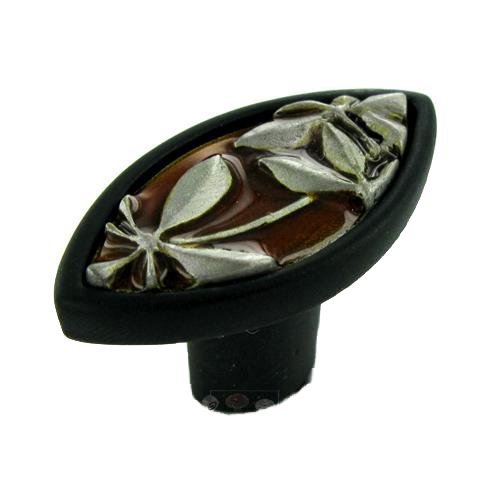 1 5/8" Knob in Black with Satin Pewter Inset and Amber Epoxy