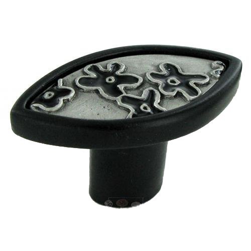 1 5/8" Knob in Black with Satin Pewter Inset and Black Epoxy