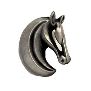 Gelding Horse Head Knob (Right) in Brushed Natural Pewter