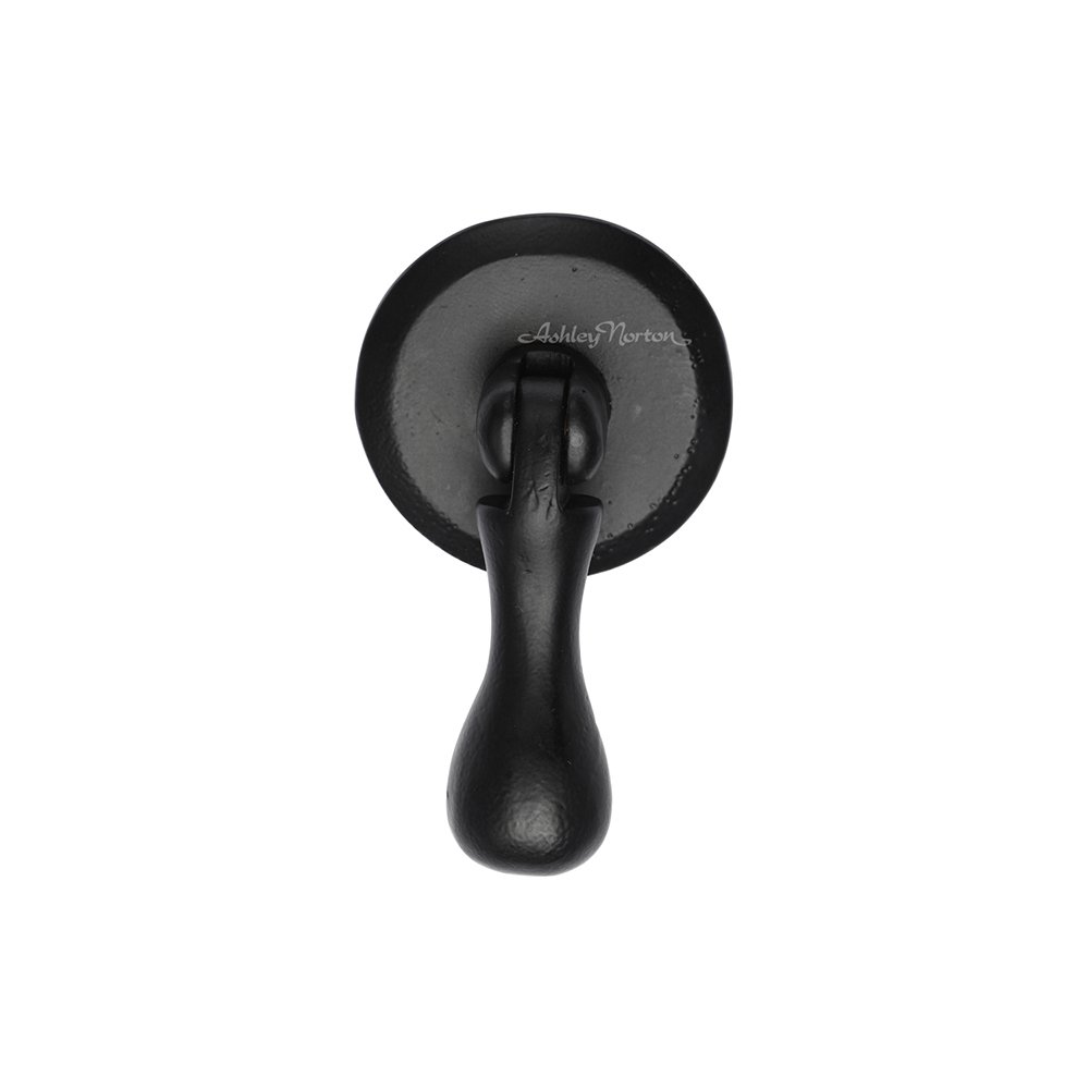 3 1/8" Long Drop Pull on Round Plate in Distressed Black