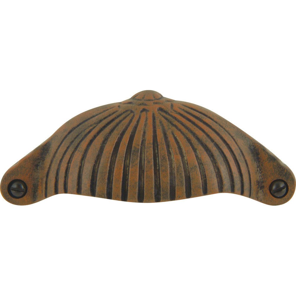 Fluted 3 5/8" Centers Cup Pull in Rust