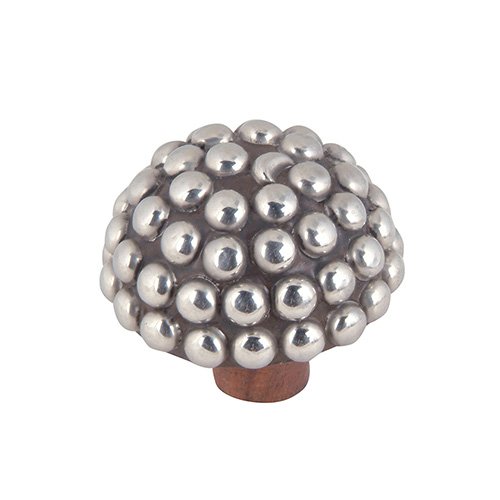 1 1/2" Round Studded Knob in Mango and Silver