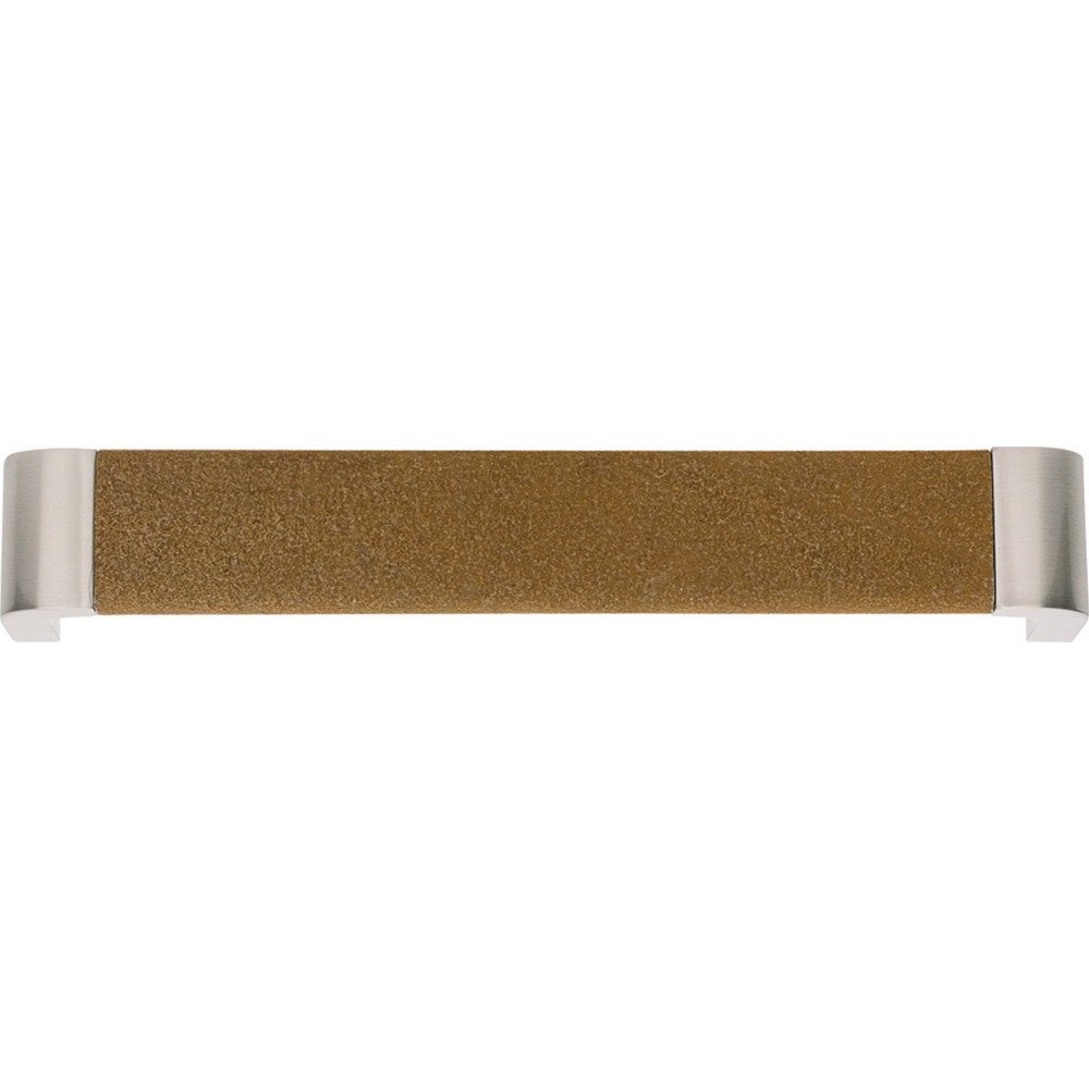 6 1/4" Centers Pull in Coco Suede and Brushed Nickel
