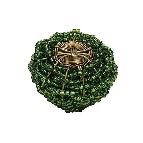 1 1/2" Beaded Knob in Green and Brass