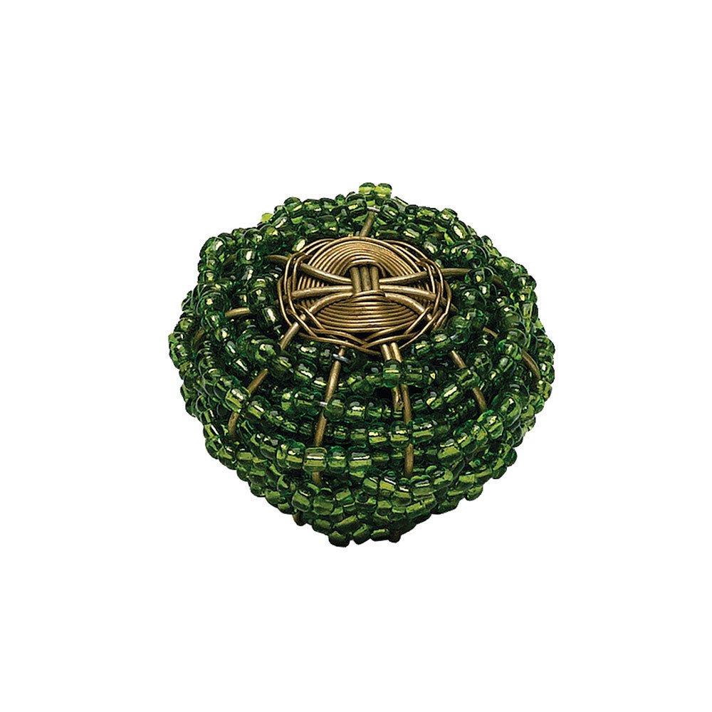 2" Beaded Knob in Green and Brass