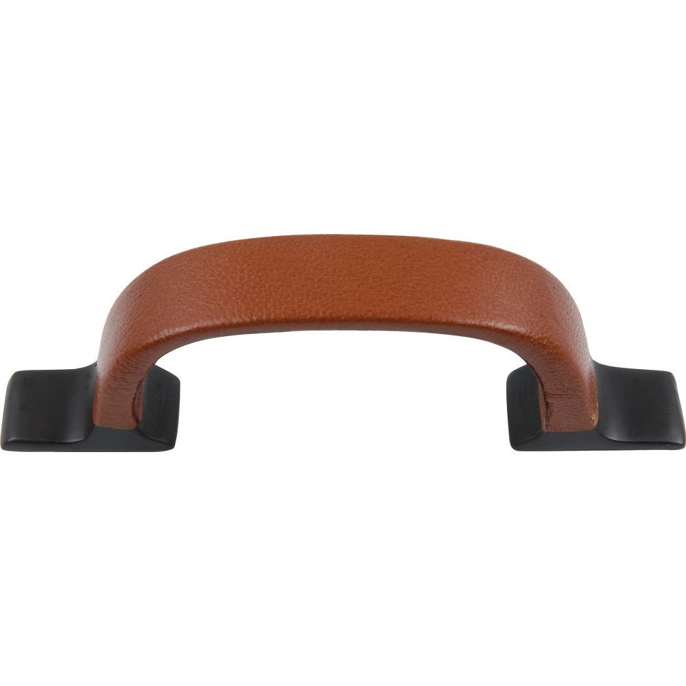 Leather 3" Centers Saddle Pull in Aged Bronze