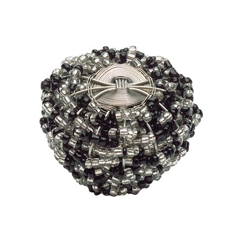 1 1/2" Beaded Knob in Black And Clear with Silver