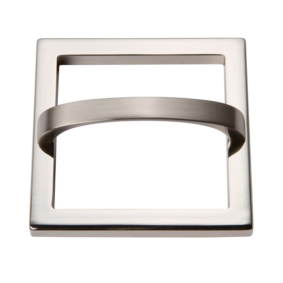 3" Centers Square Base In Polished Nickel With Curved Handle In Brushed Nickel