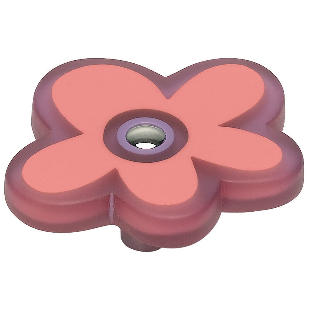 Large Pink Daisy Knob in Polished Chrome