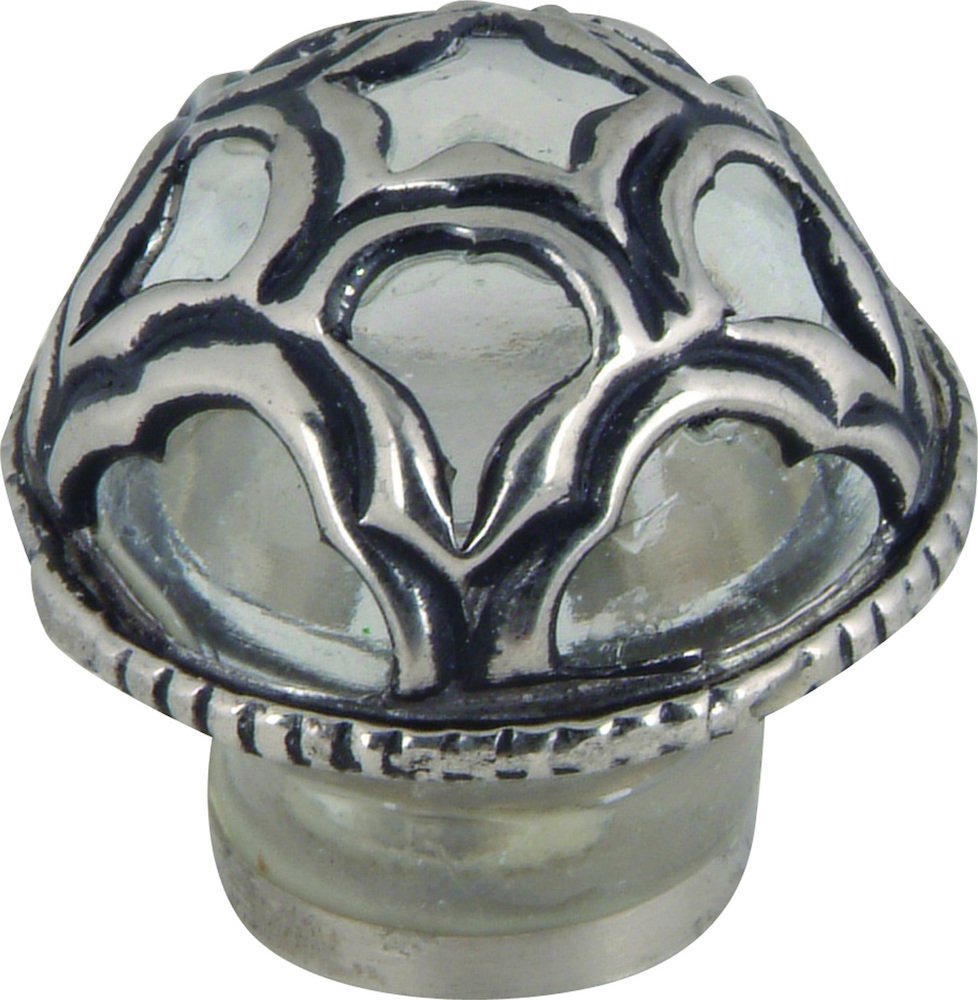 1 1/2" Moorish Knob in Crystal Glass and Silver