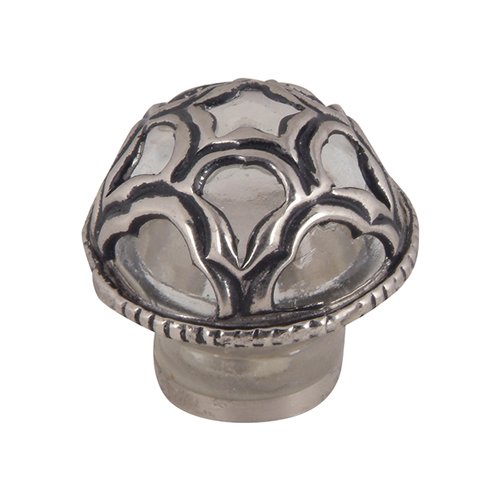 2 1/2" Boutique Moorish Knob in Crystal Glass and Silver