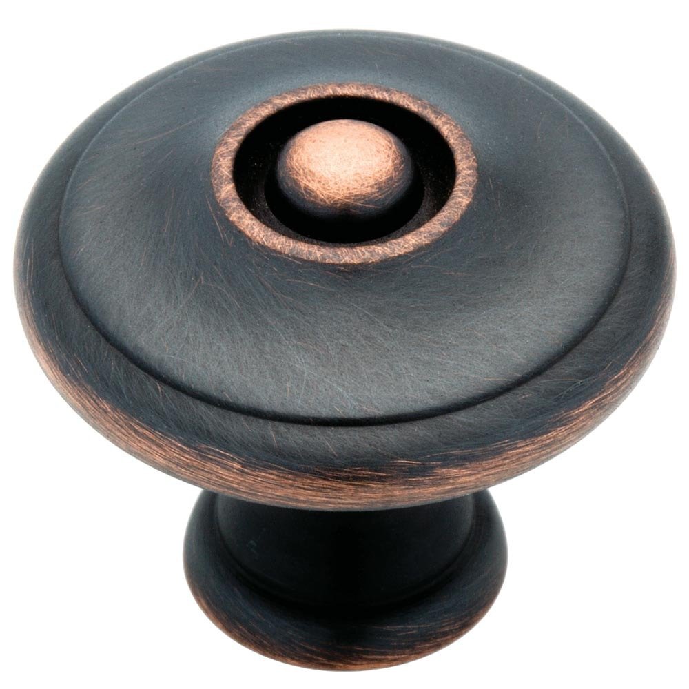 Knob 1 3/16" (30mm) Diameter Solid Brass Bronze with Copper Highlights
