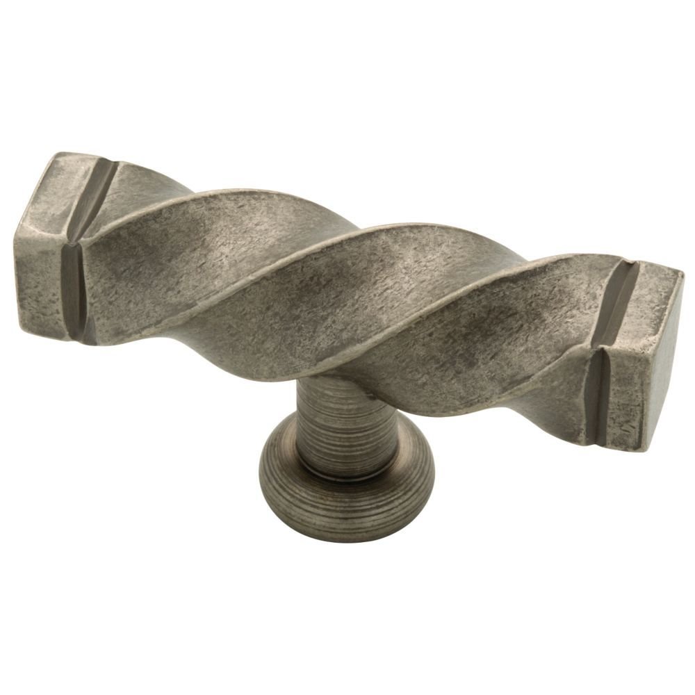 Knob Twisted 2 1/2" Long Steel Pewter
