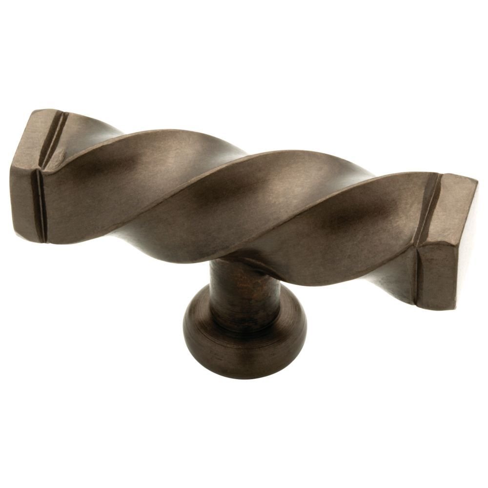 Rubbed Bronze Knob Twisted 2 1/2" Long Steel Rubbed Bronze